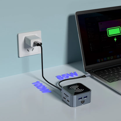 Hub USB-C 12 in 1 Wozinsky WHBC09Y8S multifunctional, with wireless charging function, aluminum, with 15 cm cable - gray_6