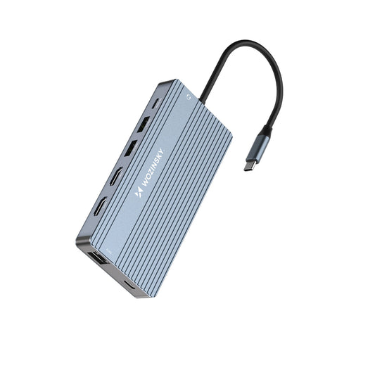 USB-C Hub 14 in 1 Wozinsky WDS03Y5S Multifunctional, Aluminum, for 3 Monitors, with 15 cm Cable - Gray_0