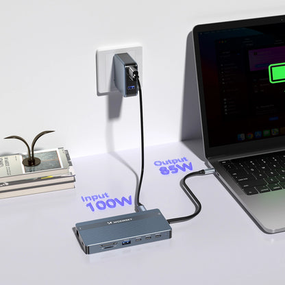 USB-C Hub 14 in 1 Wozinsky WDS03Y5S Multifunctional, Aluminum, for 3 Monitors, with 15 cm Cable - Gray_5
