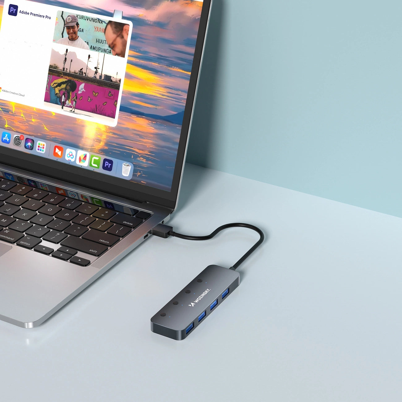 USB-A Hub Wozinsky WHS080YSS 4 x USB-A 3.0 with individual switches, aluminum, with 30 cm cable - gray_3