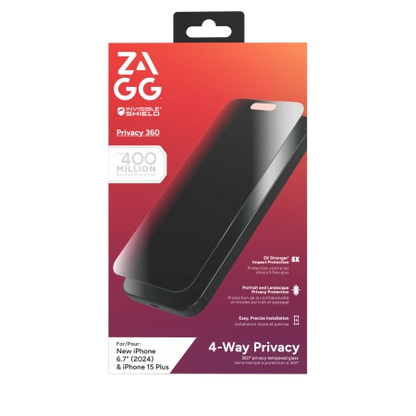 ZAGG InvisibleShield Glass Elite Privacy 360 for iPhone 15 Plus / 16 Plus_0