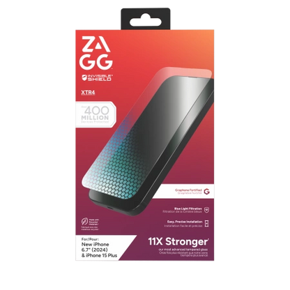 ZAGG InvisibleShield Glass XTR4 Graphene Protective Glass with Blue Light Filter for iPhone 15 Plus / 16 Plus_0