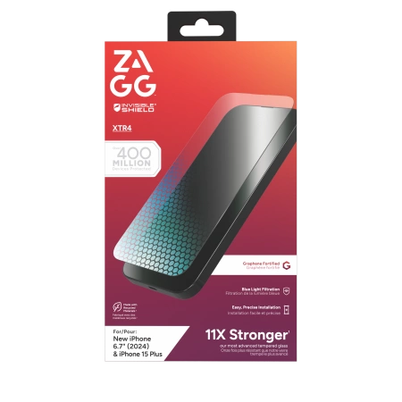 ZAGG InvisibleShield Glass XTR4 Graphene Protective Glass with Blue Light Filter for iPhone 15 Plus / 16 Plus_0