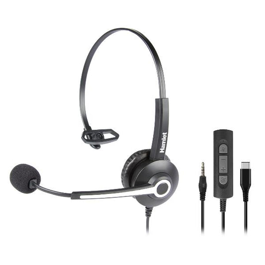 HHEADM-CJM  CUFFIA MONOAURALE CON MICROFONO USB-C E JACK 3.5mm + TELECOMANDO_0