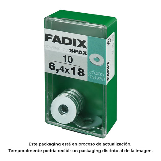 Caixa s 10 unid. anilha plana larga zinco 6,4x18mm fadix_0