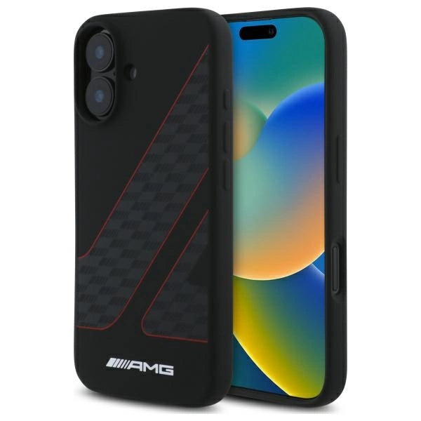 AMG Checkered Flag Pattern MagSafe iPhone 16 Case - Black_0