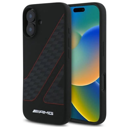 AMG Checkered Flag Pattern MagSafe iPhone 16 Case - Black_0