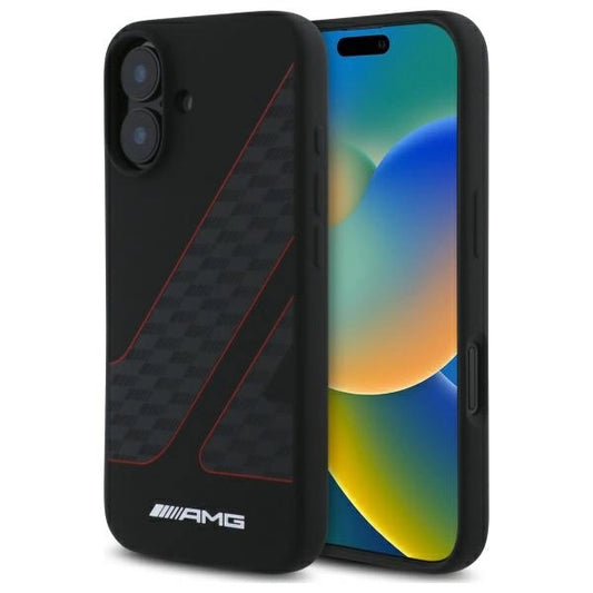AMG Checkered Flag Pattern MagSafe iPhone 16 Case - Black_0