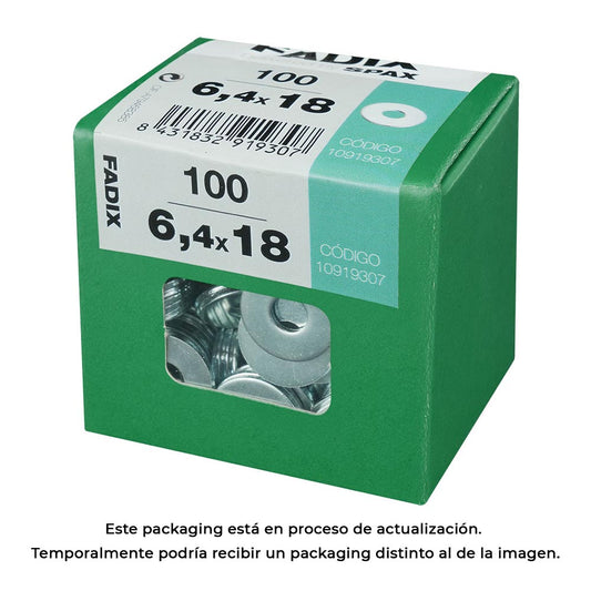 Caixa l 100 unid. anilha plana larga zinco 6,4x18mm fadix_0