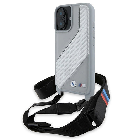 BMW M Edition Carbon Stripe &amp; Strap iPhone 16 Case - Gray_0