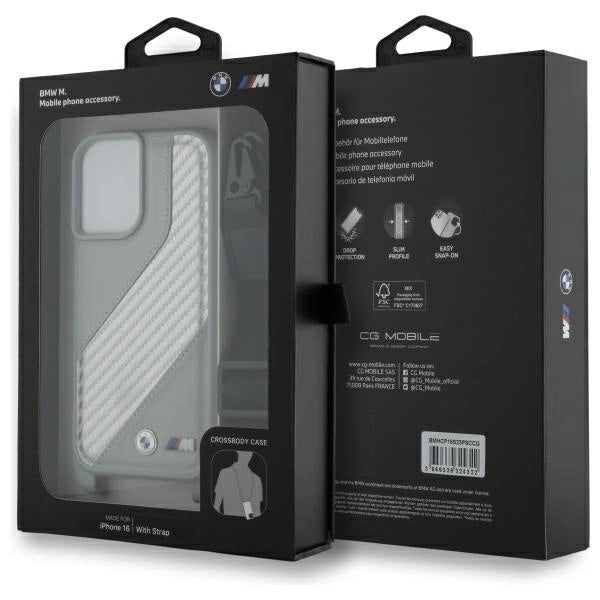 BMW M Edition Carbon Stripe &amp; Strap iPhone 16 Case - Gray_6
