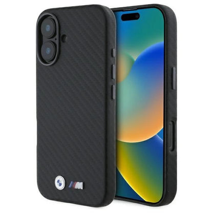 BMW Carbon Wrapped Metal iPhone 16 Case - Black_0
