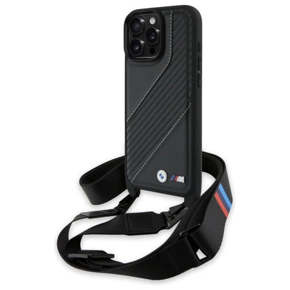 BMW M Edition Carbon Stripe &amp; Strap Case for iPhone 16 Pro Max - Black_0