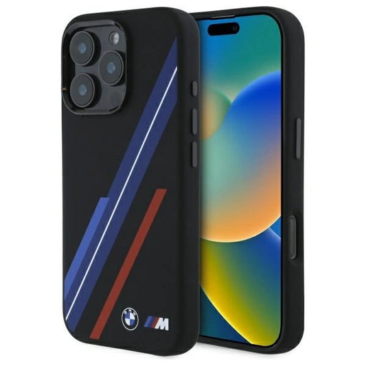 BMW Silicone Random Lines MagSafe iPhone 16 Pro Case - Black_0