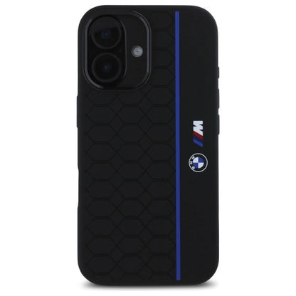 BMW Silicone Hexagon Blue Line MagSafe iPhone 16 Case - Black_2