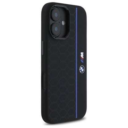 BMW Silicone Hexagon Blue Line MagSafe iPhone 16 Case - Black_3