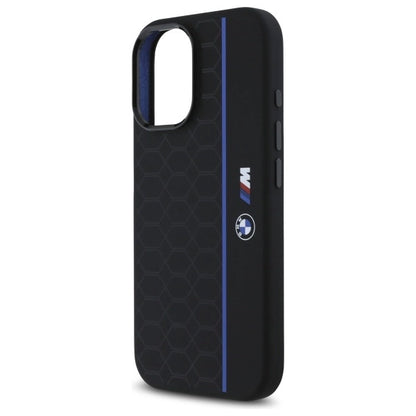 BMW Silicone Hexagon Blue Line MagSafe iPhone 16 Case - Black_5