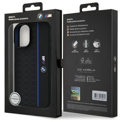 BMW Silicone Hexagon Blue Line MagSafe iPhone 16 Case - Black_7