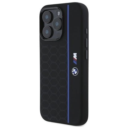 BMW Silicone Hexagon Blue Line MagSafe Case for iPhone 16 Pro Max - Black_1