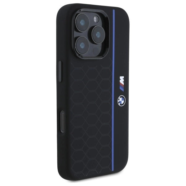 BMW Silicone Hexagon Blue Line MagSafe Case for iPhone 16 Pro Max - Black_3