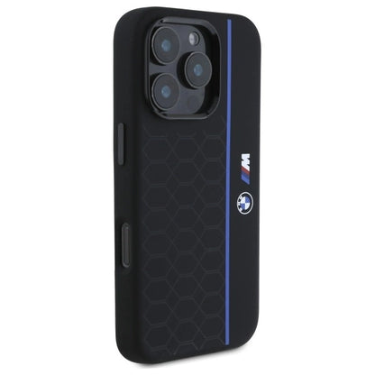 BMW Silicone Hexagon Blue Line MagSafe Case for iPhone 16 Pro Max - Black_3