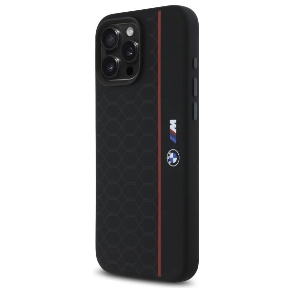 BMW Silicone Hexagon Red Line MagSafe Case for iPhone 16 Pro Max - Black_1