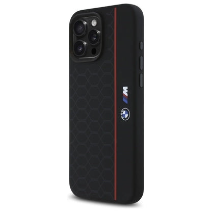BMW Silicone Hexagon Red Line MagSafe Case for iPhone 16 Pro Max - Black_1