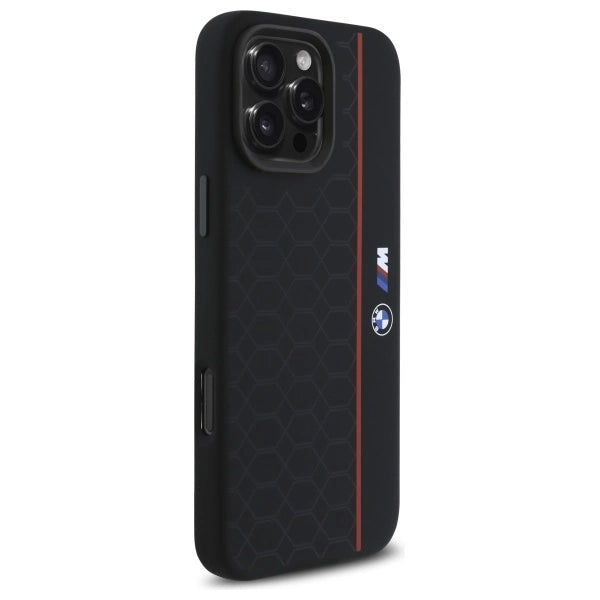 BMW Silicone Hexagon Red Line MagSafe Case for iPhone 16 Pro Max - Black_3