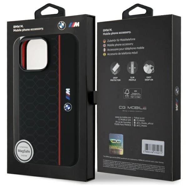 BMW Silicone Hexagon Red Line MagSafe Case for iPhone 16 Pro Max - Black_7