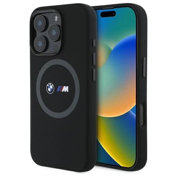 BMW M Silicone Printed Ring MagSafe Case for iPhone 16 Pro Max - Black_0