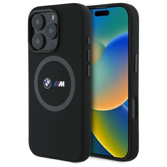 BMW M Silicone Printed Ring MagSafe Case for iPhone 16 Pro Max - Black_0