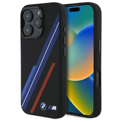 BMW Silicone Random Lines MagSafe Case for iPhone 16 Pro Max - Black_0