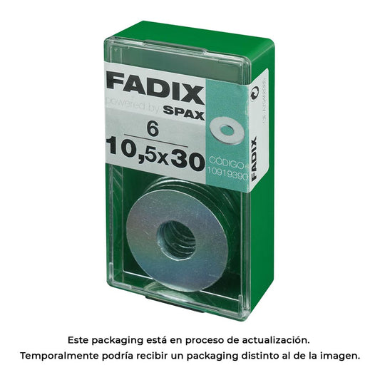 Caixa s 6 unid. anilha plana larga zinco 10,5x30mm fadix_0