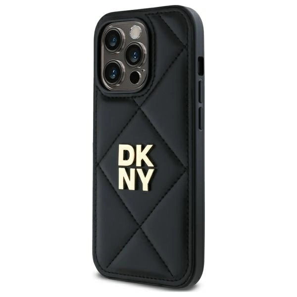 DKNY Quilted Stack Logo iPhone 14 Pro Case - Black_1