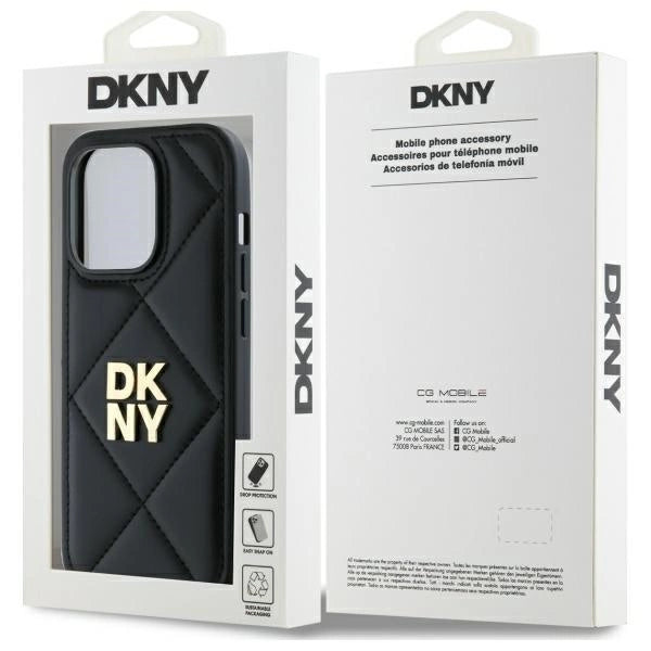 DKNY Quilted Stack Logo iPhone 14 Pro Case - Black_7