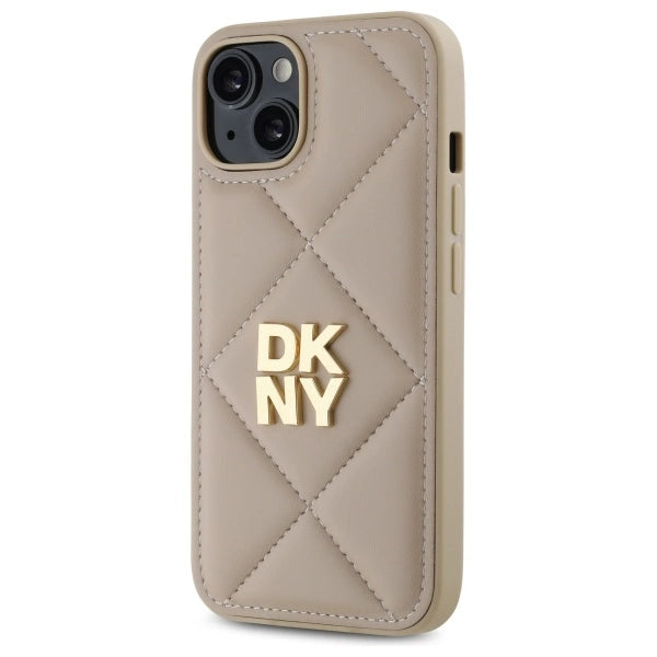 DKNY Quilted Stack Logo iPhone 14 Case - Beige_1