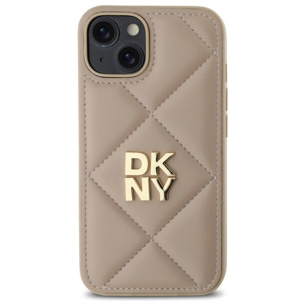 DKNY Quilted Stack Logo iPhone 14 Case - Beige_2