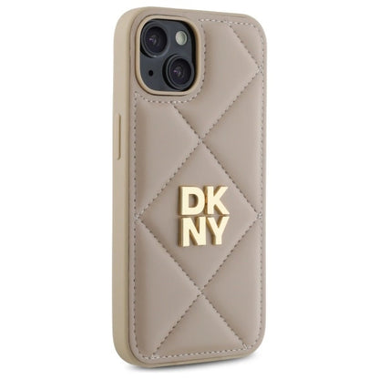 DKNY Quilted Stack Logo iPhone 14 Case - Beige_3