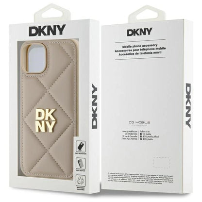DKNY Quilted Stack Logo iPhone 14 Case - Beige_7