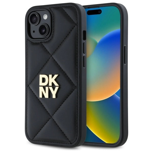 DKNY Quilted Stack Logo iPhone 14 Case - Black_0