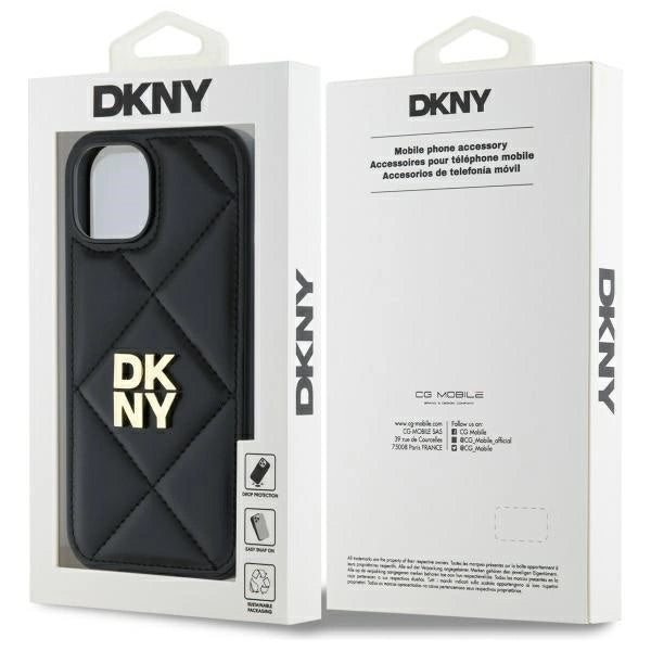 DKNY Quilted Stack Logo iPhone 14 Case - Black_7