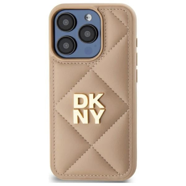 DKNY Quilted Stack Logo iPhone 15 Pro Case - Beige_2