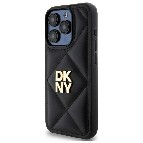 DKNY Quilted Stack Logo iPhone 15 Pro Case - Black_1