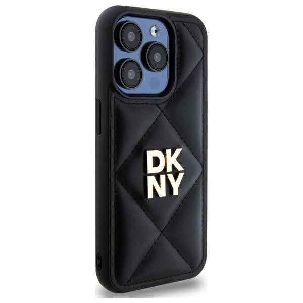 DKNY Quilted Stack Logo iPhone 15 Pro Case - Black_3