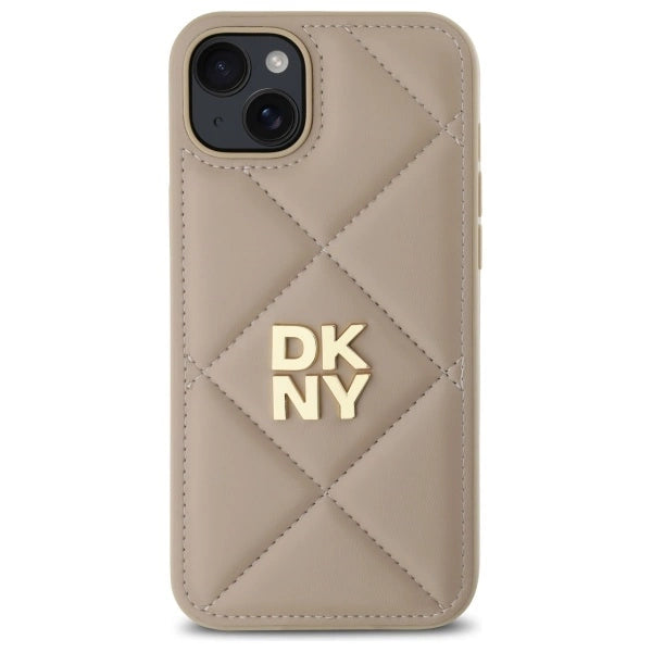 DKNY Quilted Stack Logo iPhone 15 Plus Case - Beige_2