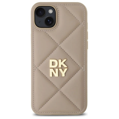DKNY Quilted Stack Logo iPhone 15 Plus Case - Beige_2