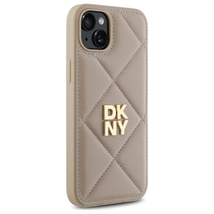 DKNY Quilted Stack Logo iPhone 15 Plus Case - Beige_3