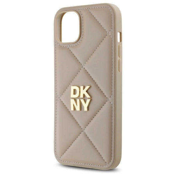 DKNY Quilted Stack Logo iPhone 15 Plus Case - Beige_5