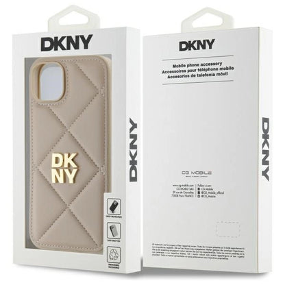 DKNY Quilted Stack Logo iPhone 15 Plus Case - Beige_7