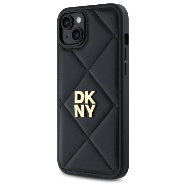 DKNY Quilted Stack Logo iPhone 15 Plus Case - Black_1